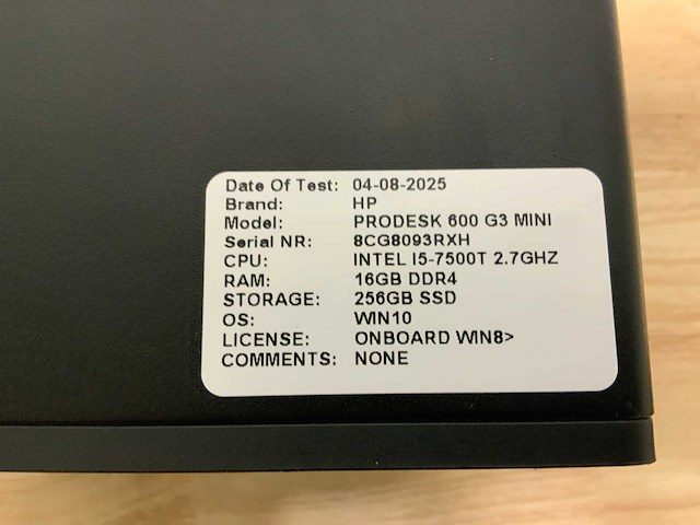 Hp prodesk 600 g3 mini desktop (6x) - afbeelding 8 van  10