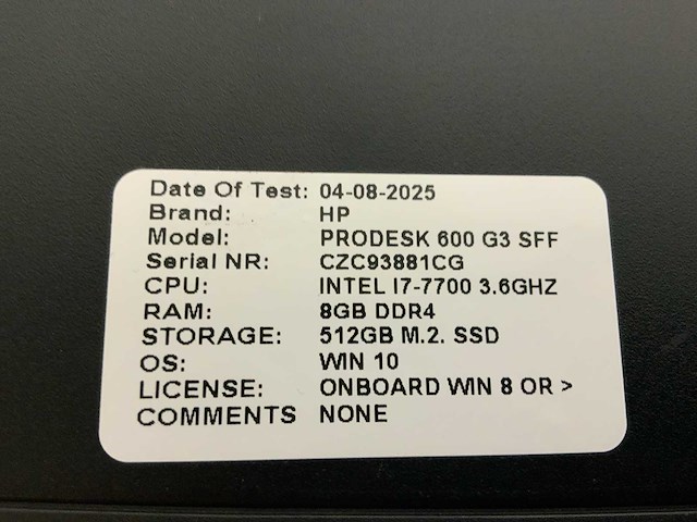 Hp prodesk 600 g3 ssf desktop (4x) - afbeelding 4 van  6