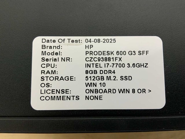 Hp prodesk 600 g3 ssf desktop (4x) - afbeelding 6 van  6