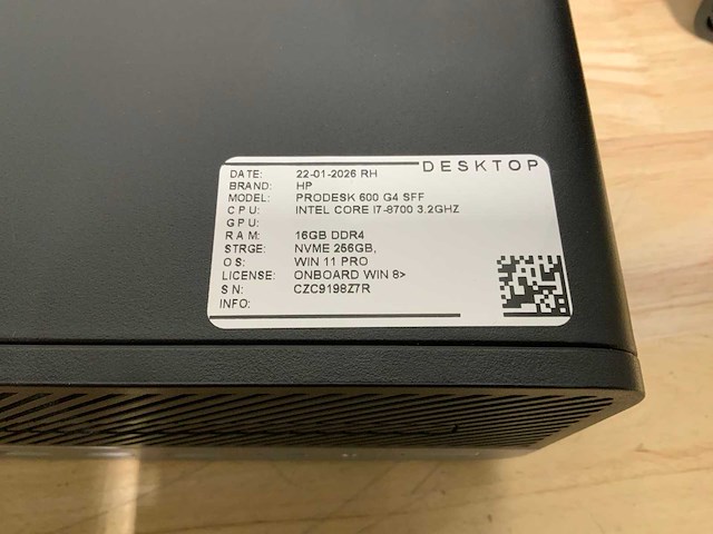 Hp prodesk 600 g4 sff desktop (2x) - afbeelding 2 van  4