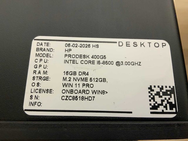 Hp prodesk 600 g5 sff desktop (4x) - afbeelding 6 van  8