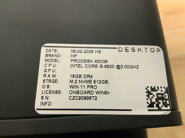 Hp prodesk 600 g5 sff desktop (4x) - afbeelding 7 van  8
