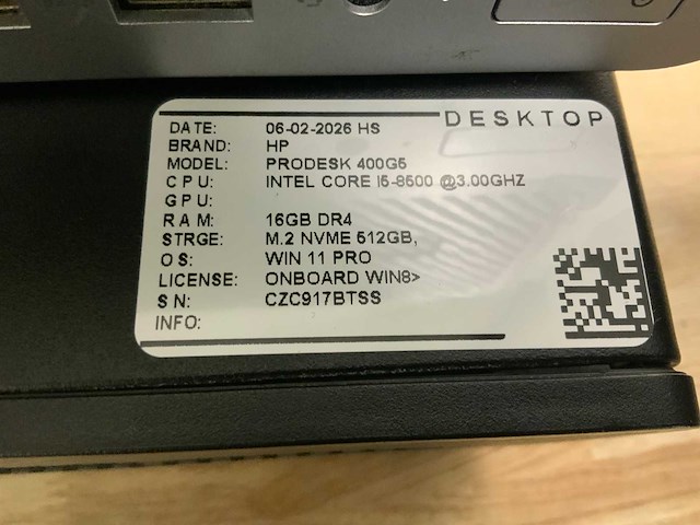 Hp prodesk 600 g5 sff desktop (4x) - afbeelding 5 van  8