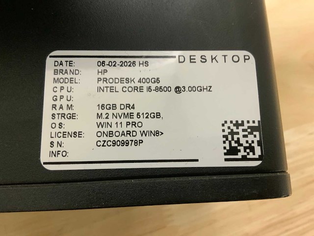 Hp prodesk 600 g5 sff desktop (4x) - afbeelding 8 van  8
