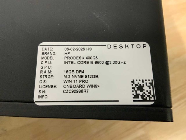 Hp prodesk 600 g5 sff desktop (6x) - afbeelding 2 van  11