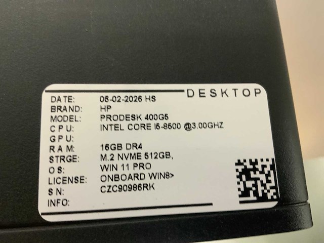 Hp prodesk 600 g5 sff desktop (6x) - afbeelding 9 van  11