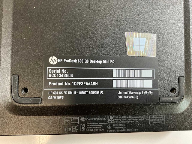 Hp prodesk 600 g6, core(tm) i5 10th gen, 8 gb ram, 256 gb nvme mini desktops (3x) - afbeelding 3 van  9