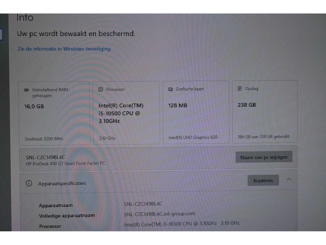 Hp prodesk intel core i5-10500 cpu @3.10ghz desktop - afbeelding 3 van  4