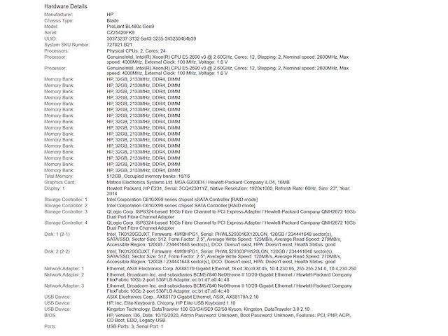 Hp proliant bl460c gen 9, 2x xeon(r) e5-2690 v3, 512 gb ram(16x 32 gb), 2x 120 gb ssd(tk0120gdjxt) blade - afbeelding 6 van  6