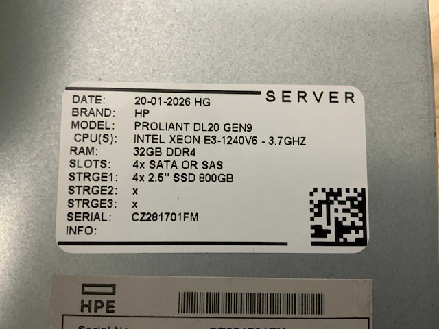 Hp proliant dl20 gen 9 server (2x) - afbeelding 3 van  11