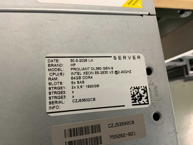 Hp proliant dl360 gen 9 server - afbeelding 7 van  7
