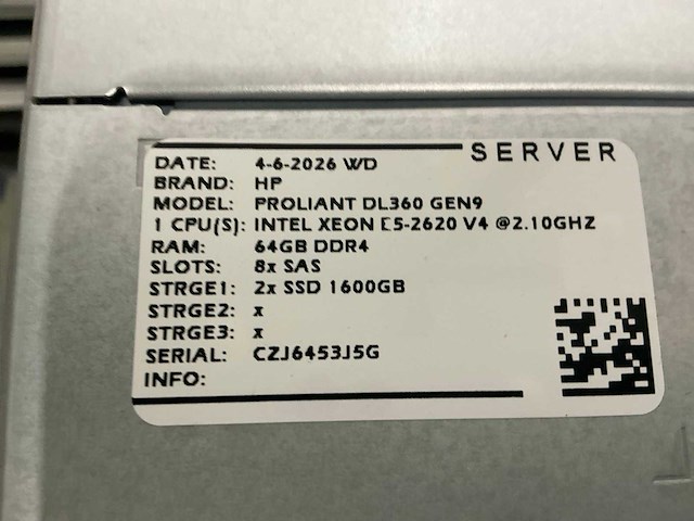 Hp proliant dl360 gen 9 server - afbeelding 7 van  7