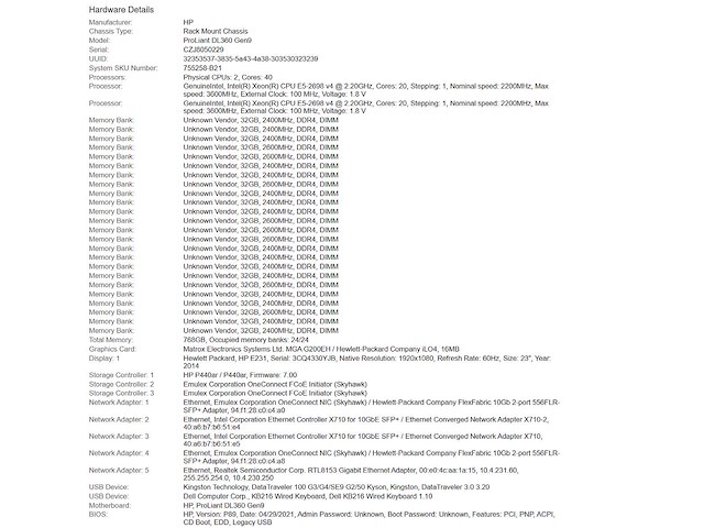 Hp (proliant dl360 gen9) - 2x xeon(r) e5-2698 v4, 768 gb ram (24x32gb), no hdd rack mount chassis - afbeelding 9 van  9