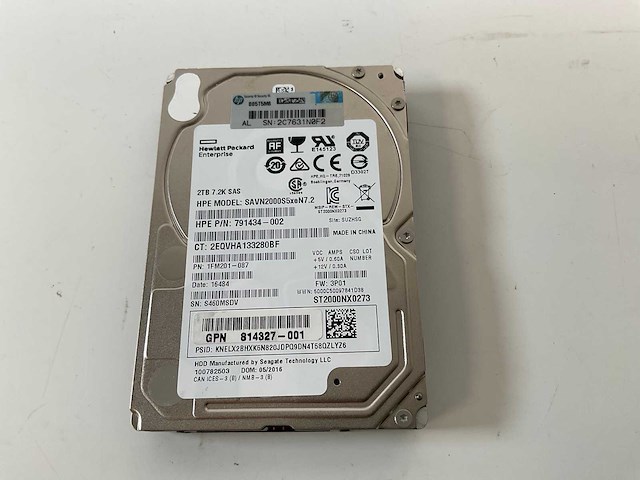 Hp (savn2000s5xen7.2) 2 tb 7.2k sas hdds (6x) - afbeelding 4 van  5