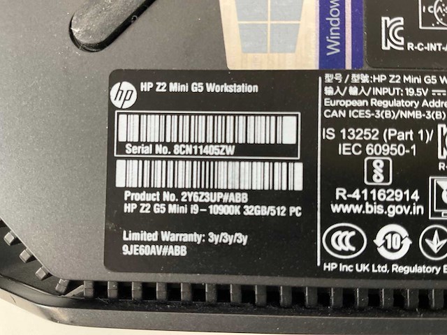 Hp z2 g5, core(tm) i9 10th gen, 32 gb ram, 512 gb nvme, amd radeon pro wx 3200 4 gb mini workstation - afbeelding 6 van  6
