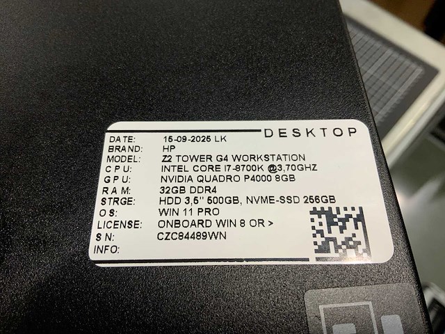 Hp z2 tower g4 workstation - afbeelding 7 van  7