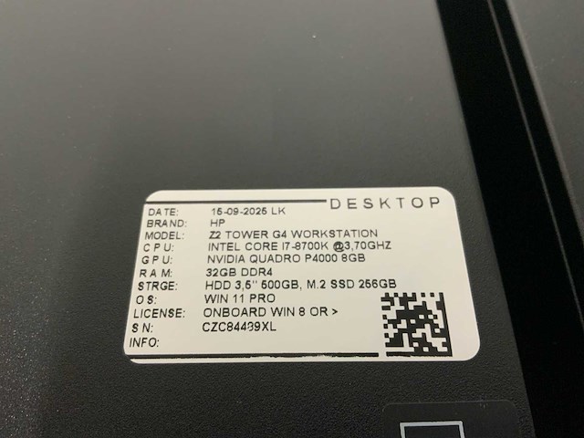 Hp z2 tower g4 workstation - afbeelding 7 van  7