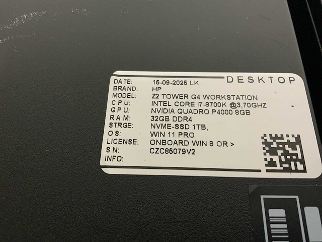 Hp z2 tower g4 workstation - afbeelding 7 van  7