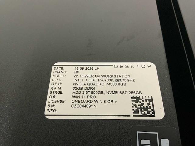 Hp z2 tower g4 workstation - afbeelding 7 van  7
