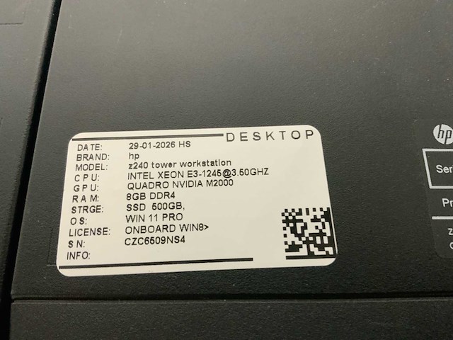 Hp z240 tower workstation(xeon) desktop (2x) - afbeelding 4 van  6