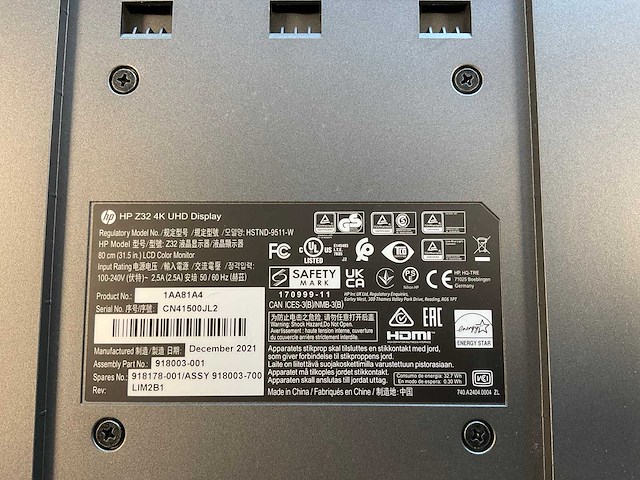 Hp (z32) 32”, 3840x2160 (uhd) ips monitor - afbeelding 6 van  6