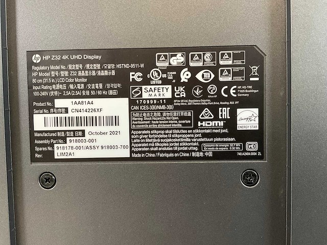 Hp (z32) 32”, 3840x2160 (uhd) ips monitor - afbeelding 5 van  6