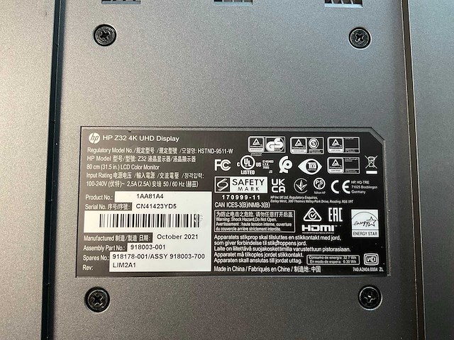 Hp (z32) 32”, 3840x2160 (uhd) ips monitor - afbeelding 5 van  6