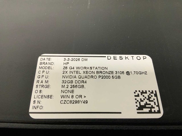 Hp z6 g4 workstation desktop - afbeelding 4 van  4