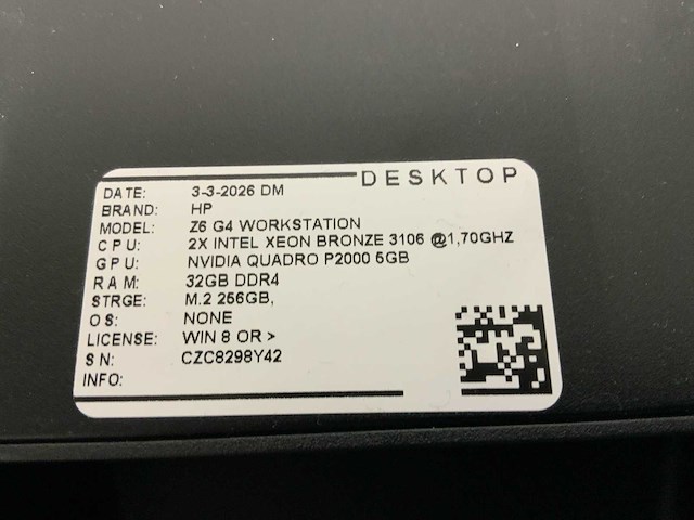 Hp z6 g4 workstation desktop - afbeelding 5 van  5