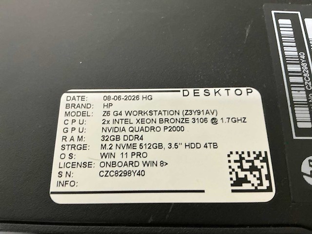 Hp z6 g4 workstation desktop - afbeelding 5 van  5