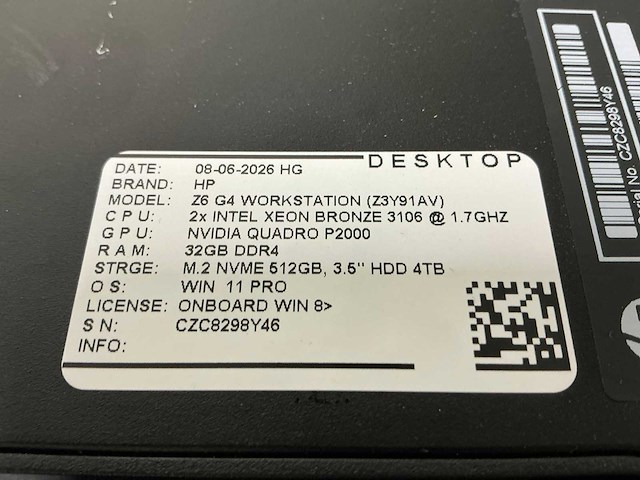 Hp z6 g4 workstation desktop - afbeelding 5 van  5