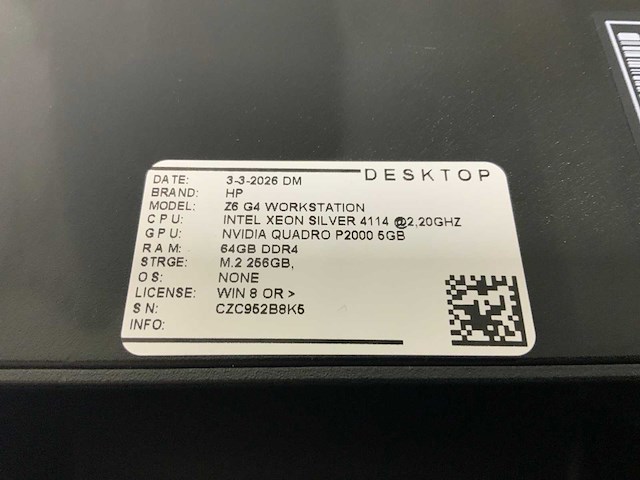 Hp z6 g4 workstation desktop - afbeelding 5 van  5