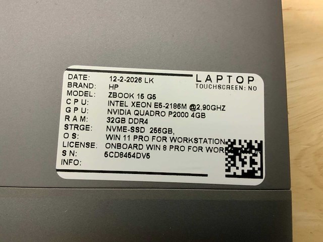 Hp zbook 15 g5(xeon) laptop - afbeelding 7 van  8