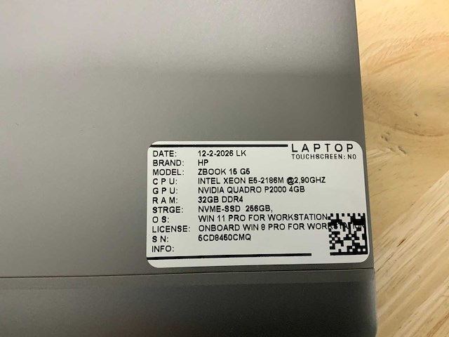 Hp zbook 15 g5(xeon) laptop - afbeelding 7 van  8