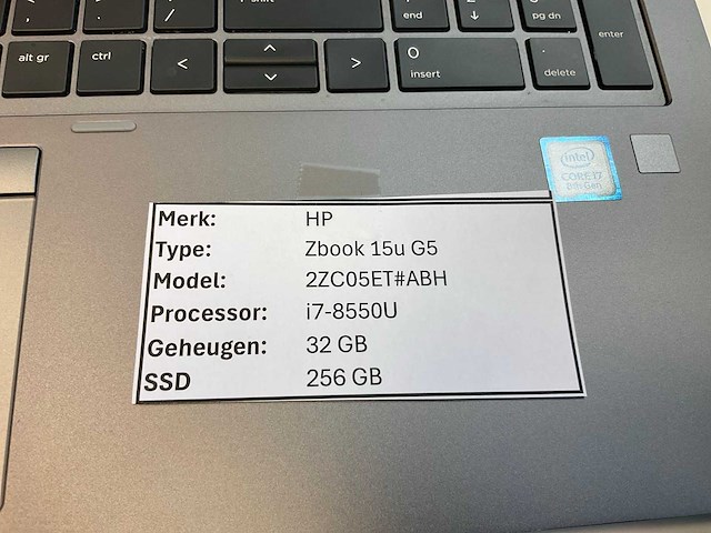 Hp zbook 15u g5 laptop - afbeelding 2 van  3