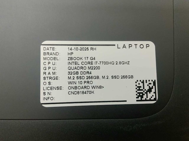 Hp zbook 17 g4 (i7) laptop - afbeelding 7 van  7