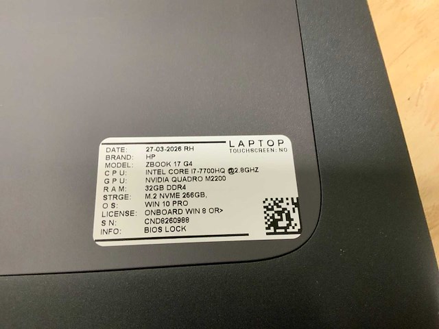 Hp zbook 17 g4(i7) laptop - afbeelding 7 van  7