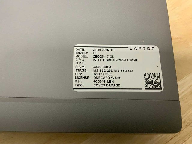 Hp zbook 17 g5 (i7) laptop - afbeelding 8 van  9
