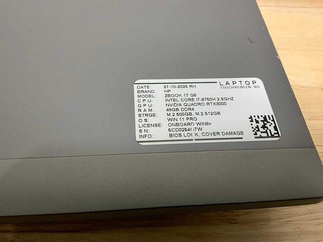 Hp zbook 17 g6 laptop - afbeelding 2 van  9