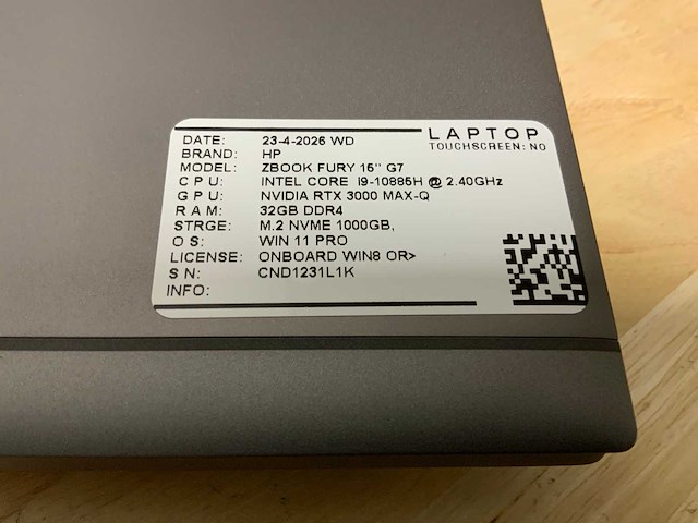 Hp zbook fury 15” g7 (i9) laptop - afbeelding 2 van  9