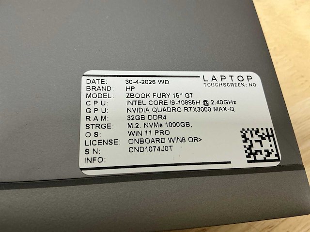 Hp zbook fury 15” g7 laptop - afbeelding 1 van  1