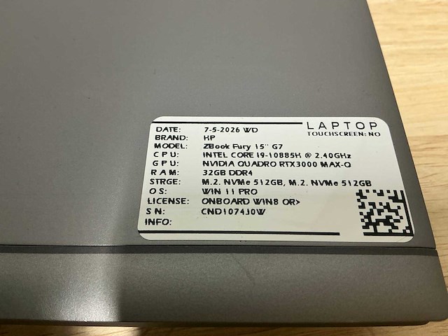 Hp zbook fury 15” g7 laptop - afbeelding 2 van  7