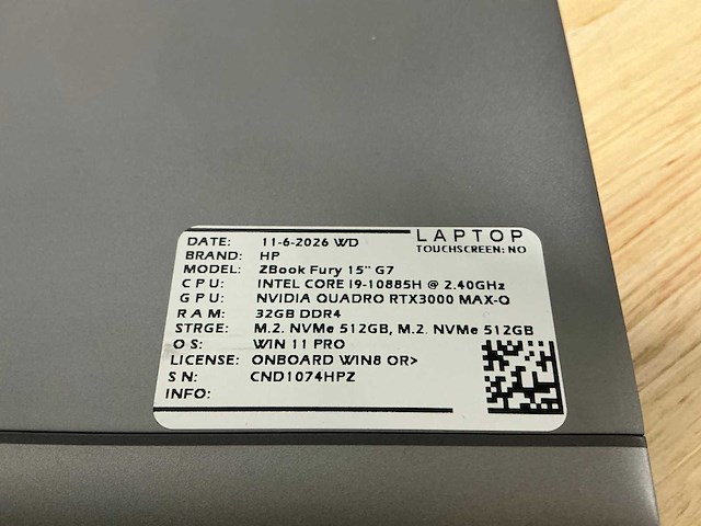 Hp zbook fury 15” g7 laptop - afbeelding 2 van  7