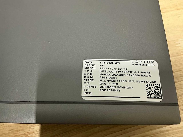 Hp zbook fury 15” g7 laptop - afbeelding 2 van  7