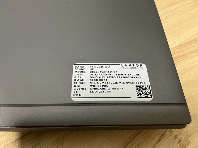Hp zbook fury 15” g7(i9) laptop - afbeelding 2 van  8