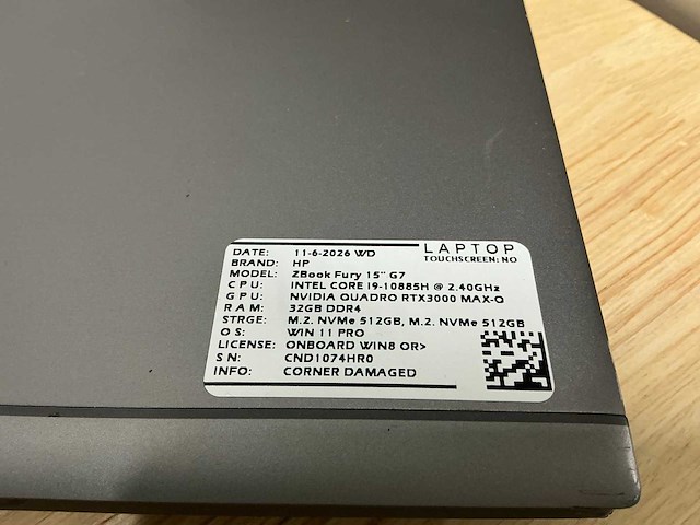 Hp zbook fury 15” g7(i9) laptop - afbeelding 2 van  6