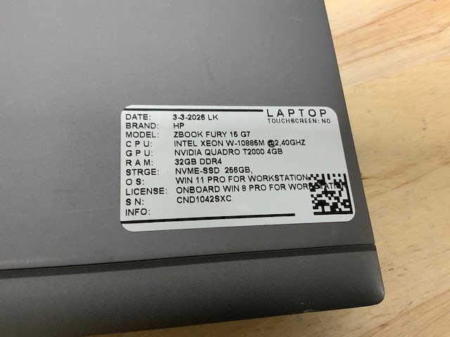 Hp zbook fury 15 g7(xeon) laptop - afbeelding 8 van  8