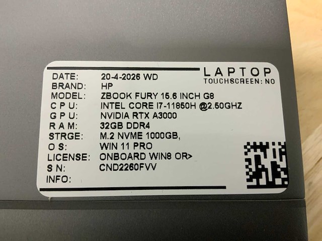 Hp zbook fury 15,6” g8 (i7) laptop - afbeelding 6 van  7