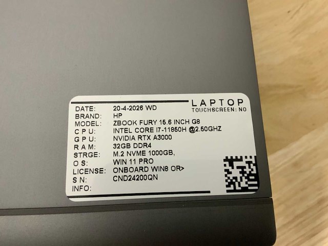 Hp zbook fury 15,6” g8 (i7) laptop - afbeelding 7 van  7