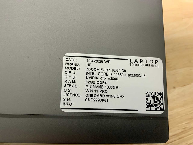 Hp zbook fury 15,6” g8 (i7) laptop - afbeelding 4 van  4